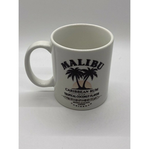 Malibu Caribbean Rum Double Sided White Ceramic coffee Mug Cup - Picture 5 of 7